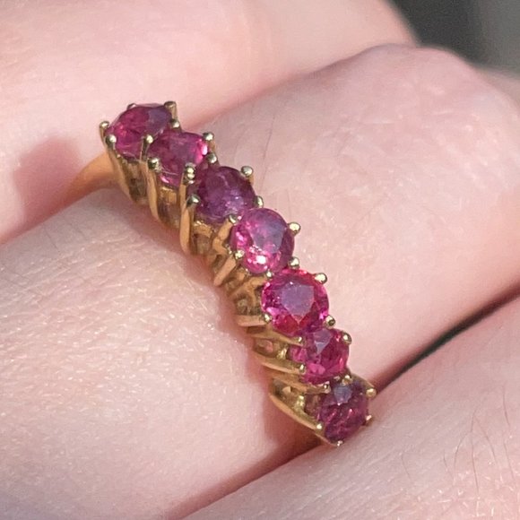 Ruby half eternity band 18k gold - Picture 6 of 17